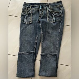 Jenny Jo Women’s Vintage Faded Denim Straight Leg Jeans